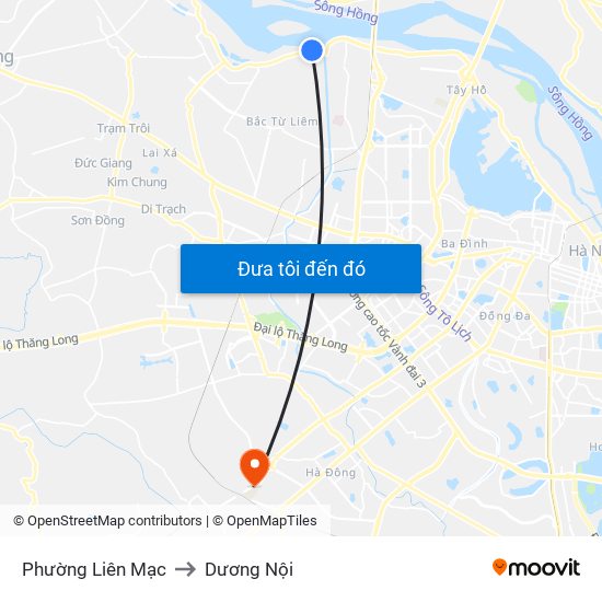 Phường Liên Mạc to Dương Nội map