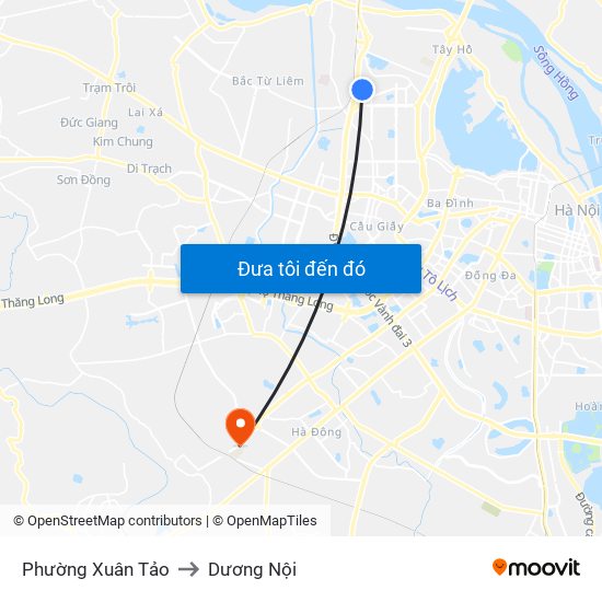 Phường Xuân Tảo to Dương Nội map