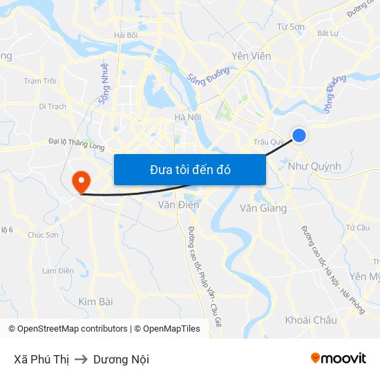 Xã Phú Thị to Dương Nội map