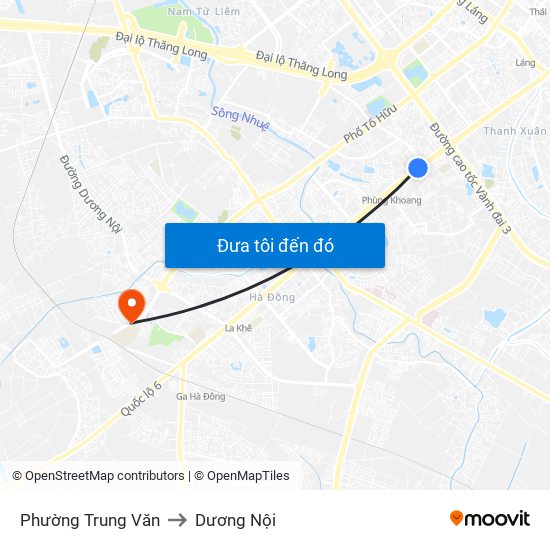 Phường Trung Văn to Dương Nội map