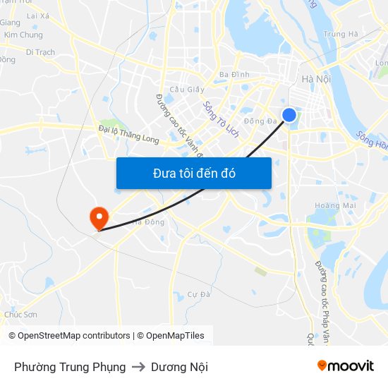 Phường Trung Phụng to Dương Nội map