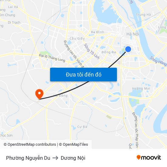 Phường Nguyễn Du to Dương Nội map