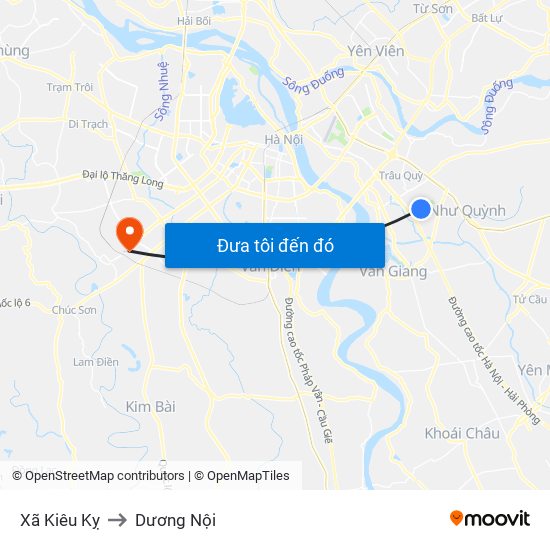 Xã Kiêu Kỵ to Dương Nội map