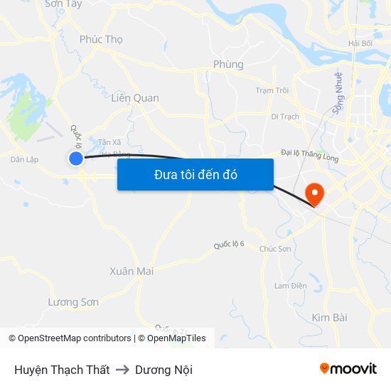 Huyện Thạch Thất to Dương Nội map