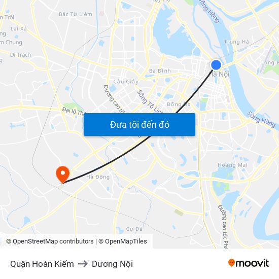 Quận Hoàn Kiếm to Dương Nội map