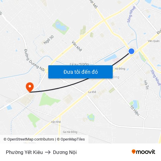 Phường Yết Kiêu to Dương Nội map