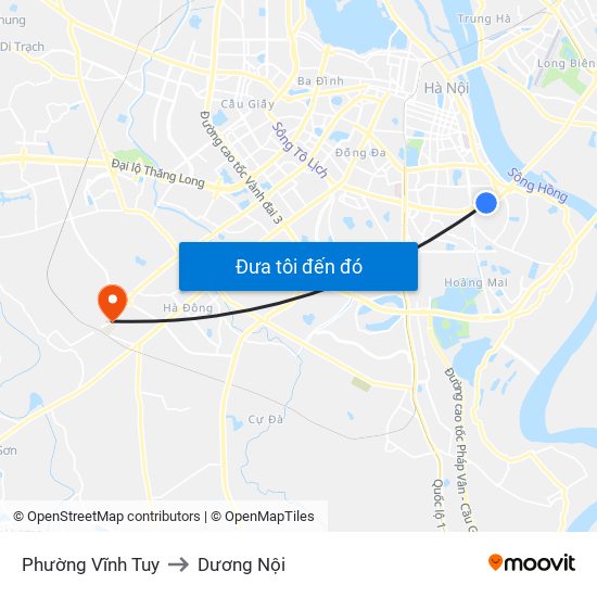 Phường Vĩnh Tuy to Dương Nội map