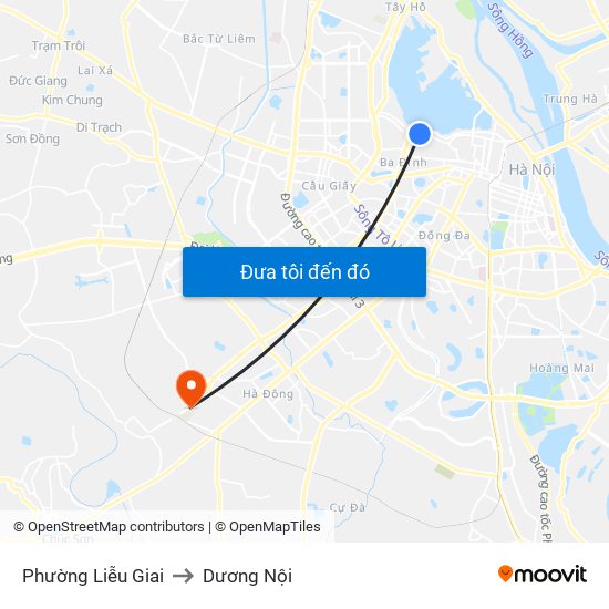 Phường Liễu Giai to Dương Nội map