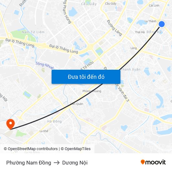 Phường Nam Đồng to Dương Nội map