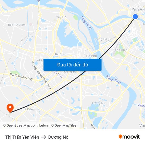 Thị Trấn Yên Viên to Dương Nội map