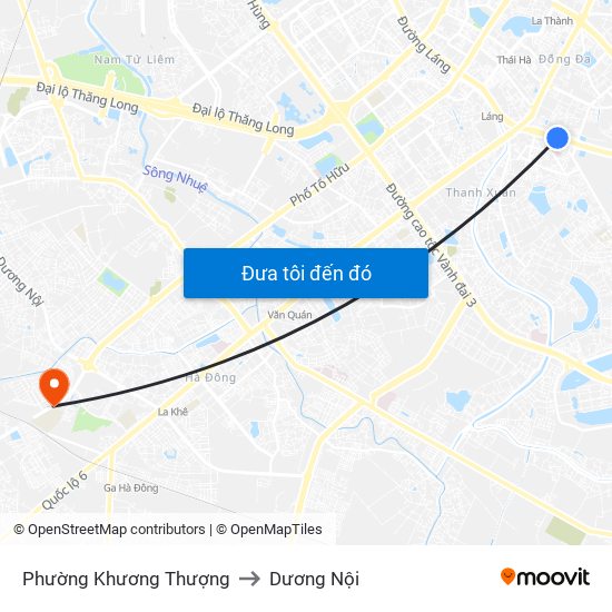 Phường Khương Thượng to Dương Nội map