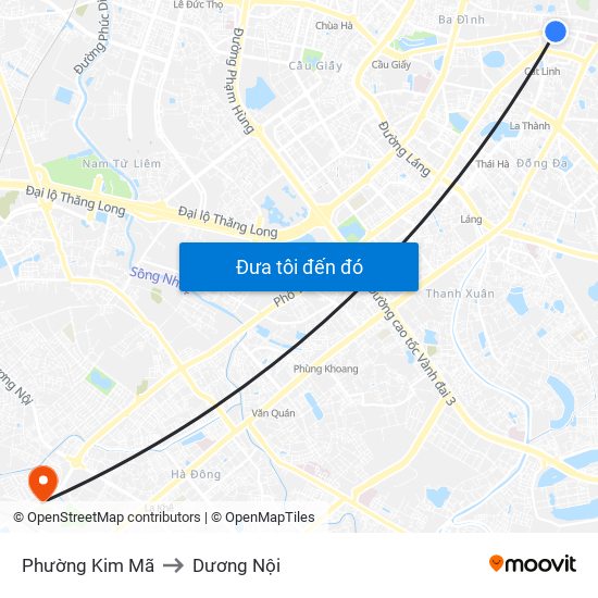 Phường Kim Mã to Dương Nội map