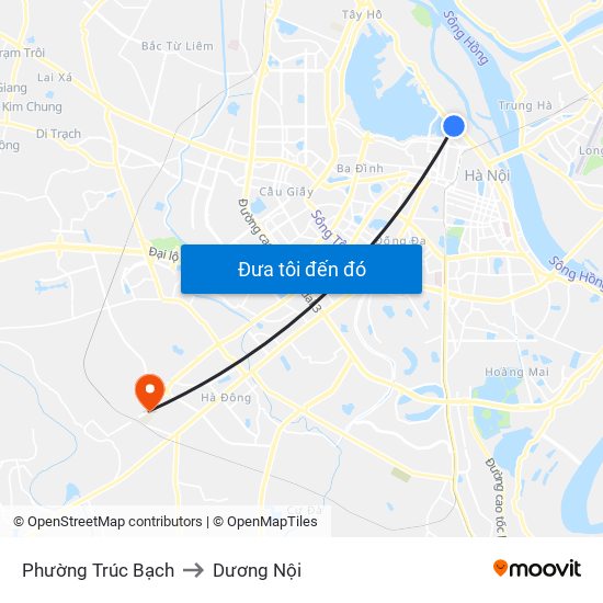 Phường Trúc Bạch to Dương Nội map