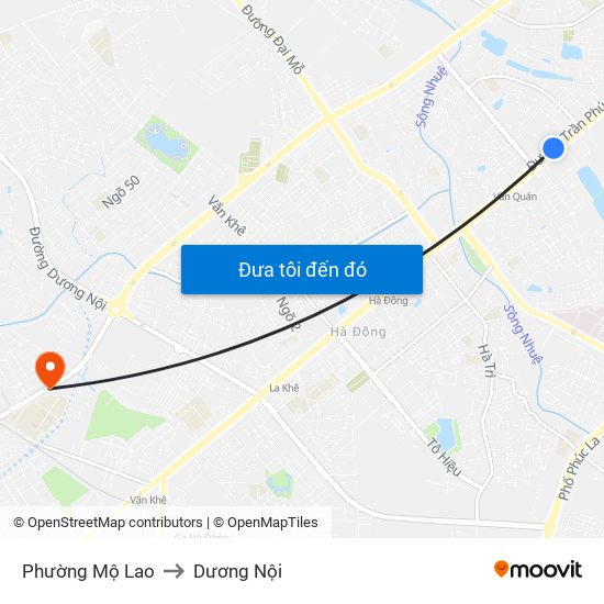 Phường Mộ Lao to Dương Nội map