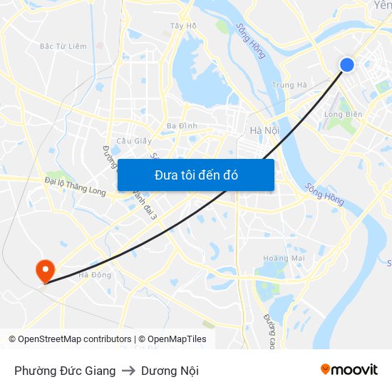 Phường Đức Giang to Dương Nội map