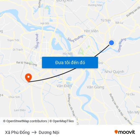 Xã Phù Đổng to Dương Nội map