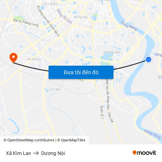 Xã Kim Lan to Dương Nội map