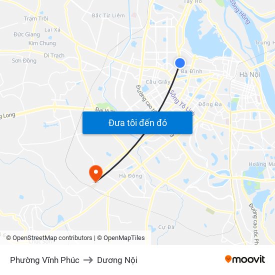 Phường Vĩnh Phúc to Dương Nội map