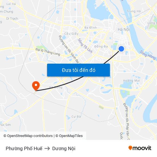 Phường Phố Huế to Dương Nội map