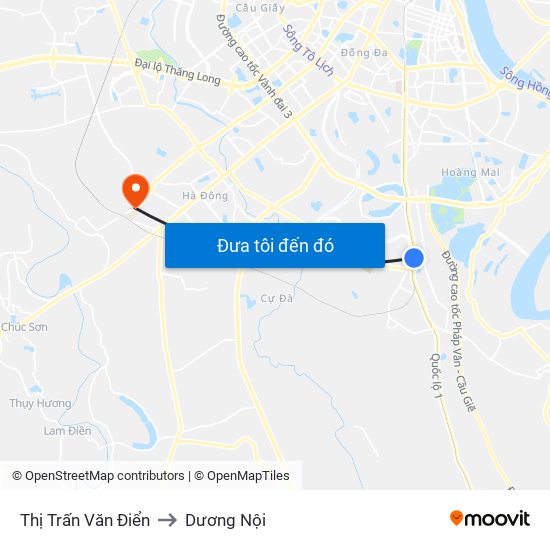 Thị Trấn Văn Điển to Dương Nội map