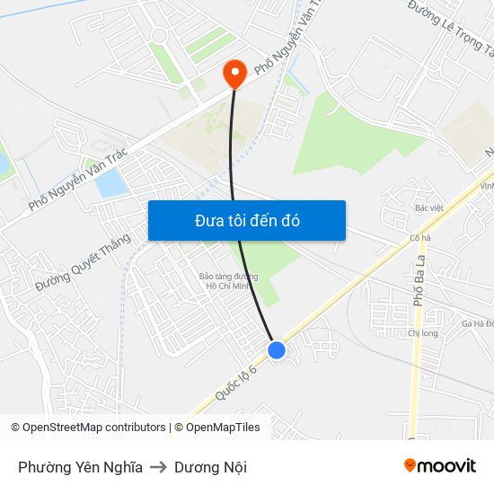 Phường Yên Nghĩa to Dương Nội map