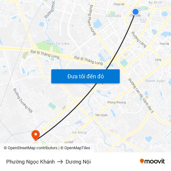 Phường Ngọc Khánh to Dương Nội map