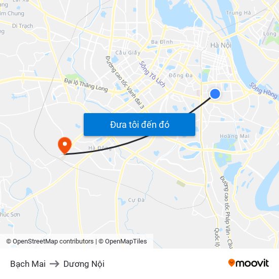 Bạch Mai to Dương Nội map