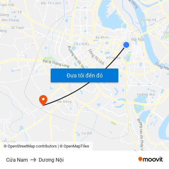 Cửa Nam to Dương Nội map