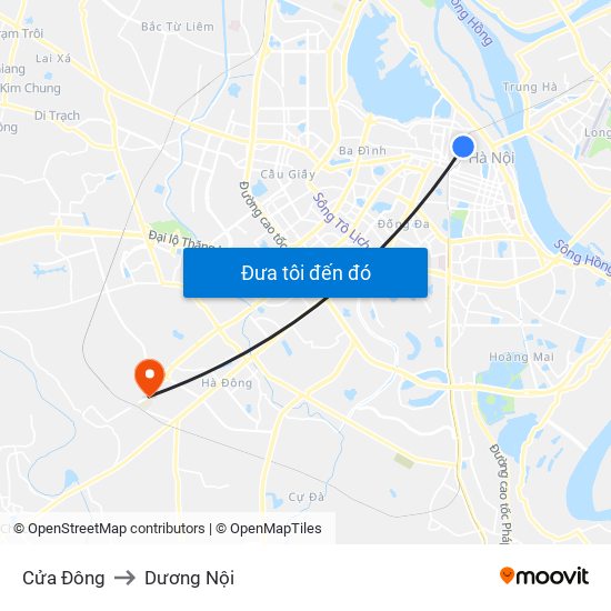 Cửa Đông to Dương Nội map