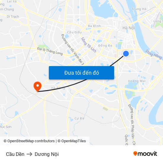 Cầu Dền to Dương Nội map