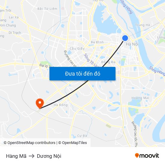 Hàng Mã to Dương Nội map