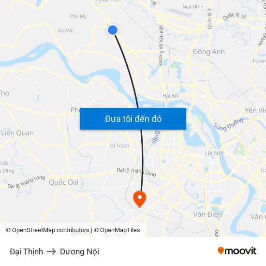 Đại Thịnh to Dương Nội map