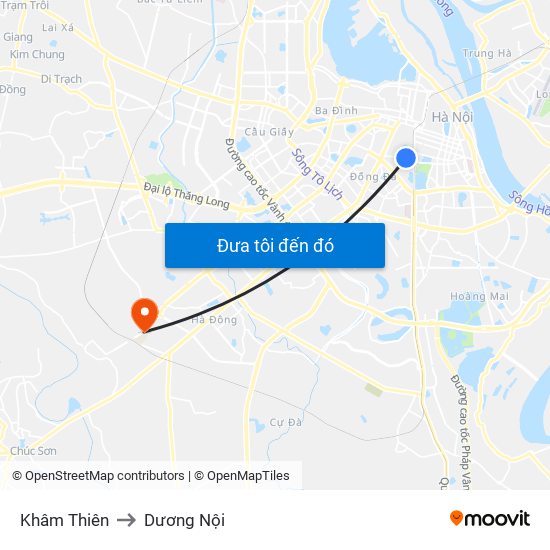 Khâm Thiên to Dương Nội map