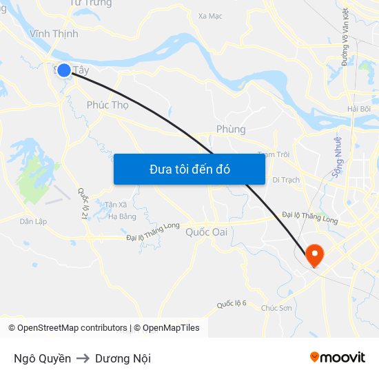 Ngô Quyền to Dương Nội map