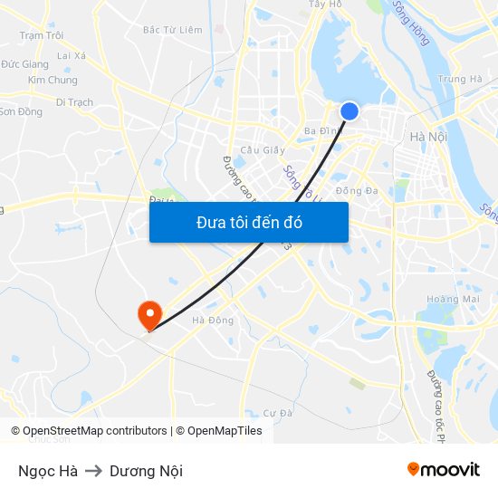 Ngọc Hà to Dương Nội map