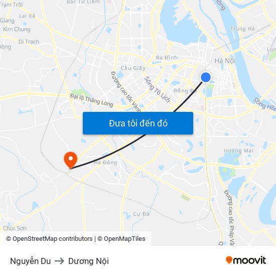 Nguyễn Du to Dương Nội map