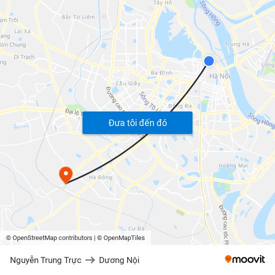 Nguyễn Trung Trực to Dương Nội map