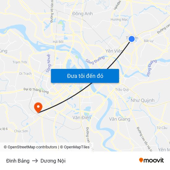 Đình Bảng to Dương Nội map