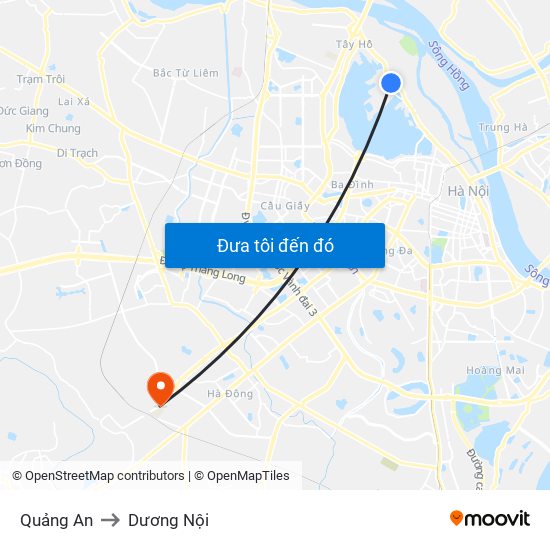 Quảng An to Dương Nội map