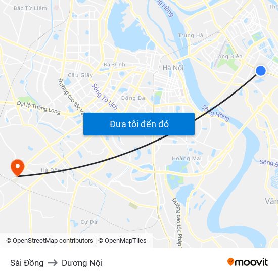 Sài Đồng to Dương Nội map