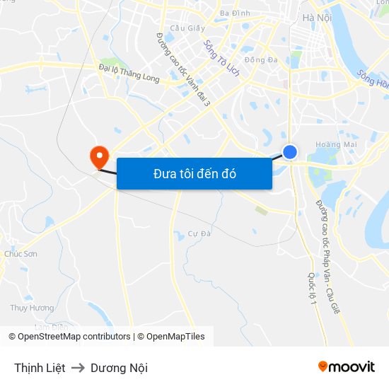 Thịnh Liệt to Dương Nội map