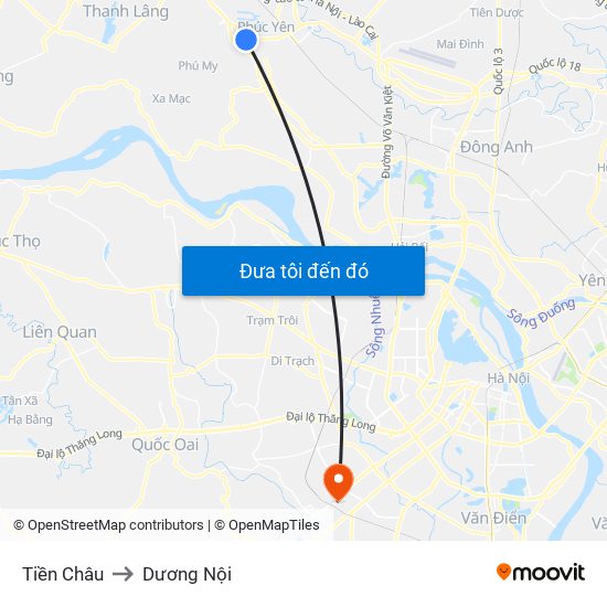 Tiền Châu to Dương Nội map