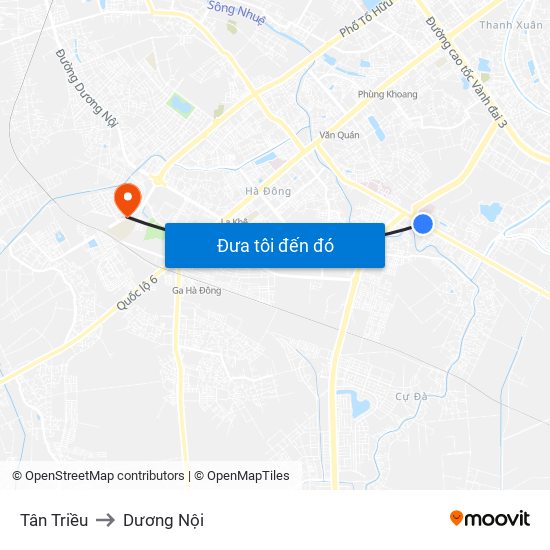 Tân Triều to Dương Nội map