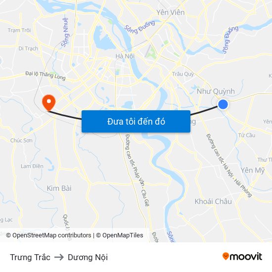 Trưng Trắc to Dương Nội map
