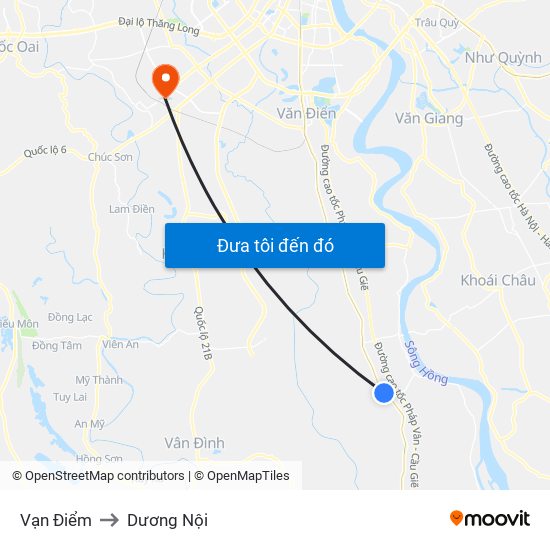 Vạn Điểm to Dương Nội map