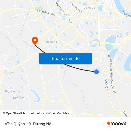Vĩnh Quỳnh to Dương Nội map