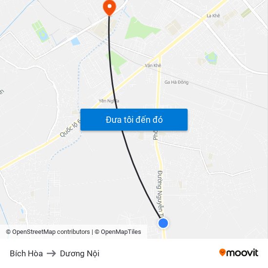 Bích Hòa to Dương Nội map