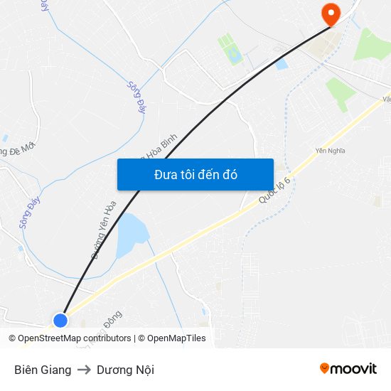 Biên Giang to Dương Nội map