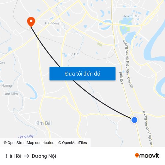 Hà Hồi to Dương Nội map