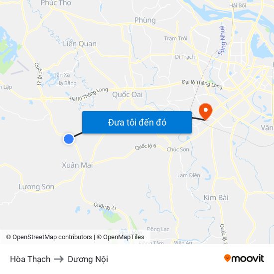 Hòa Thạch to Dương Nội map